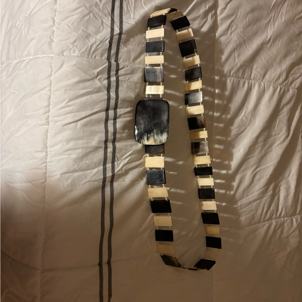 Vintage Natural Horn Belt - dark & light with handmade clasp